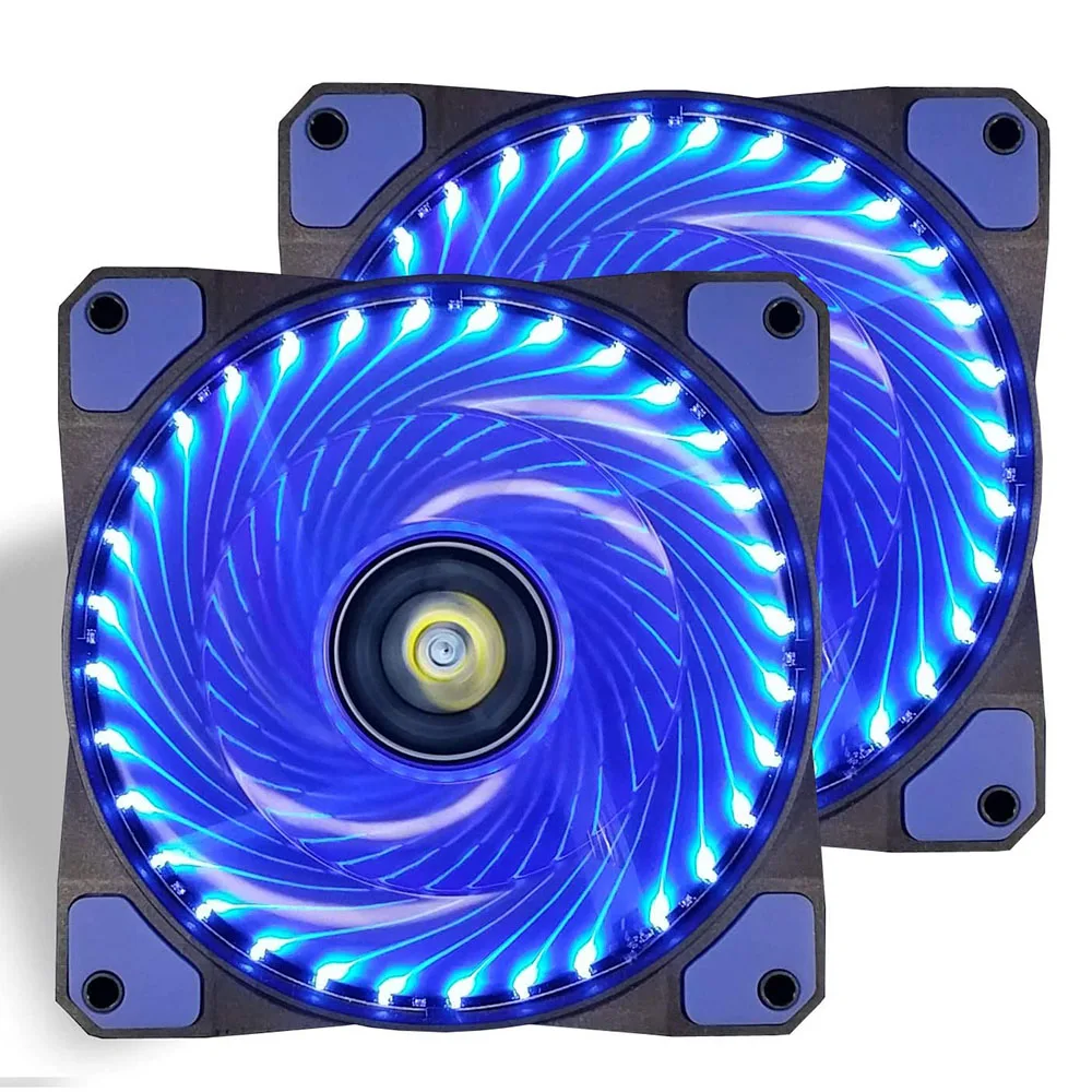 2pcs 120mm 33 Led PC Case Cooling Fan Super LED High Airflow Cooler Fans Coolers Radiators