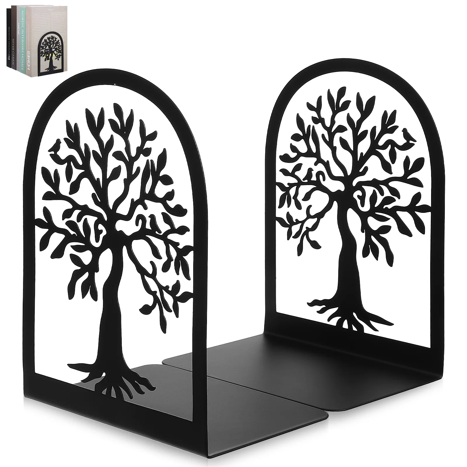 

2 Pcs Metal Tree Shadow Bookend Bookshelf Decoration Bookends For Shelves Decorative Geometry Organizer Holder Iron Heavy