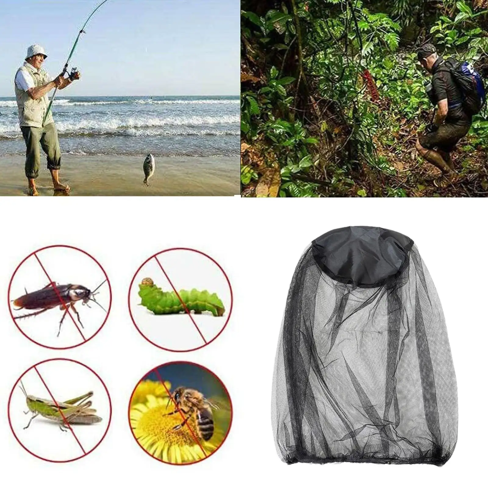 New 1pcs Bee Keeping Anti Flying Catkin Net Gauze Cap 70D Mesh Protector Hood Camp Fishing Catkin Insect Mesh Nylon Hat Net