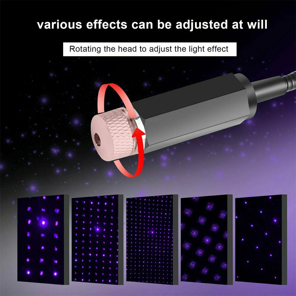 미니 LED 자동차 지붕 별 야간 조명 프로젝터 조명, 인테리어 주변 밤 별이 빛나는 하늘, USB LED 장식 조명, 플러그 앤 플레이