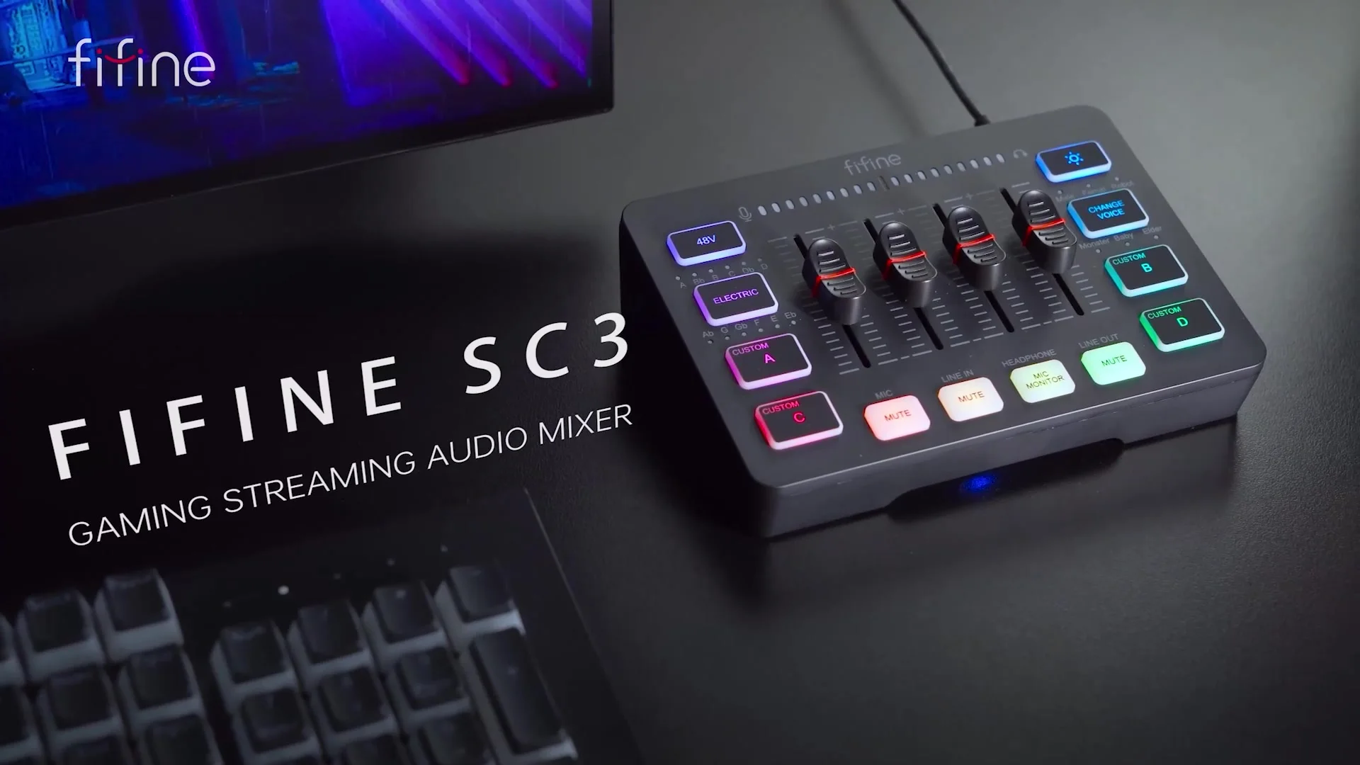 FIFINE ゲーミングオーディオミキサー、XLRマイク