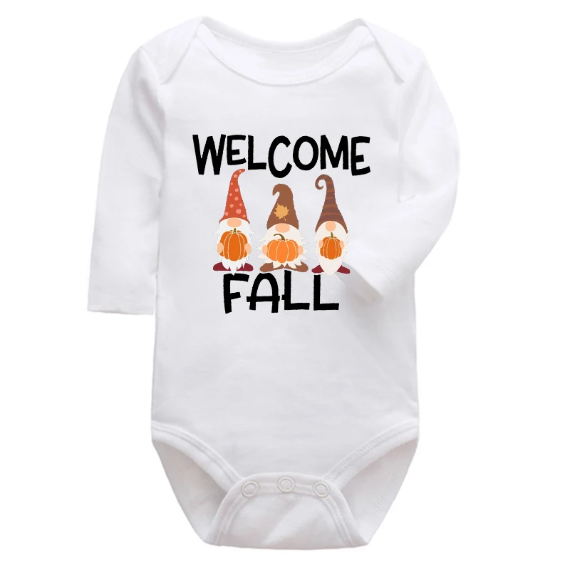 

Welcome Fall Gnomes Bodysuit Fall Baby Clothes Cute Gnome Baby Romper Happy Fall Bodysuits Thanksgiving Gifts
