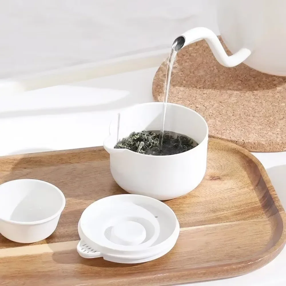 1 Set Portable Travel Kung Fu Tea Set Plastic Disposable Teapot Teacup Organizer Outdoor Portable Teapot (Tea Not Included)