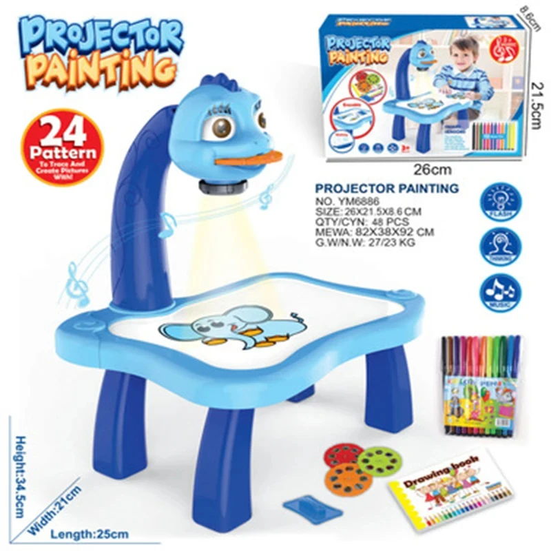 Educational Drawing Toy Children LED Projector Art Drawing Table Drawing Board for Early ART Education Learning Graffiti
