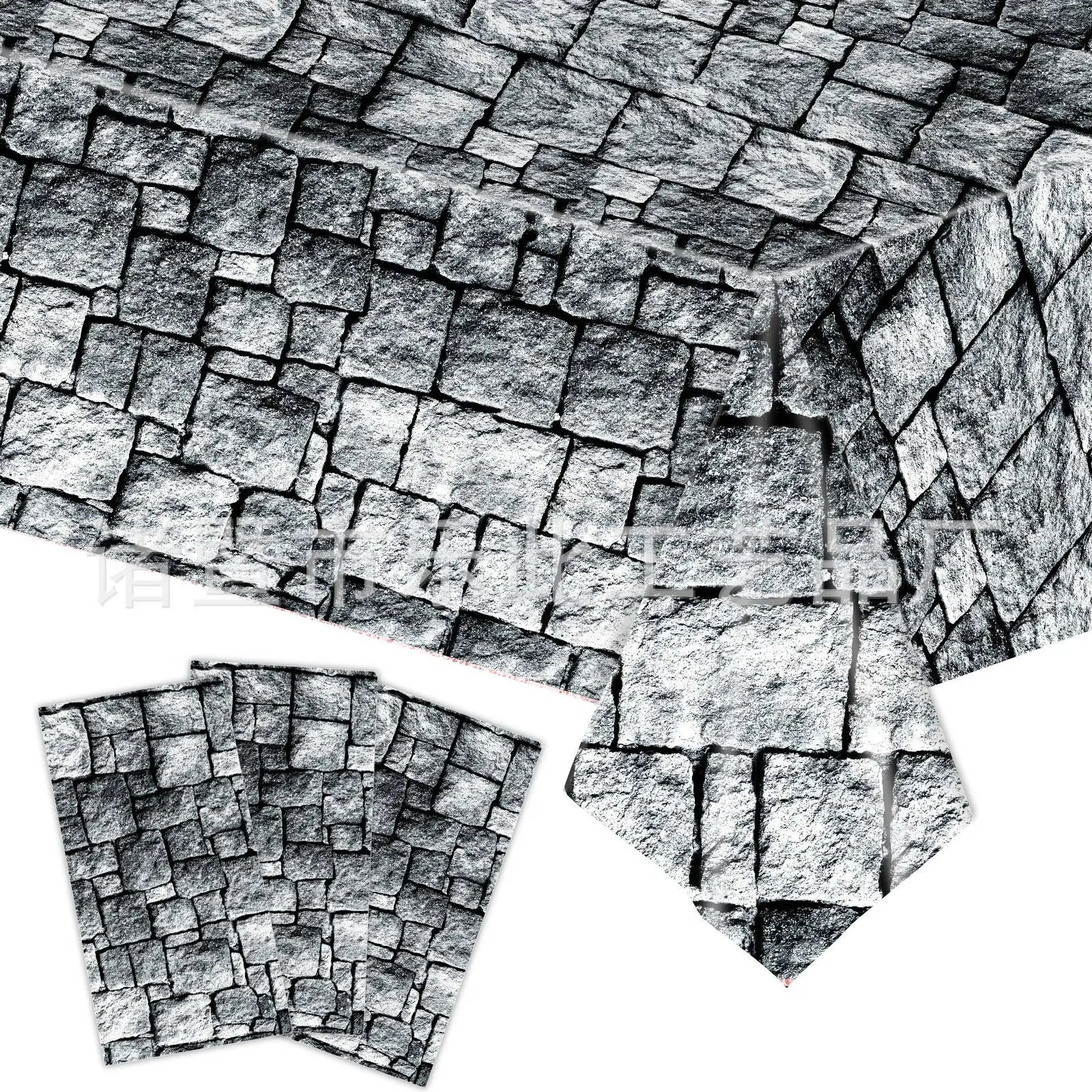 

Stone Wall Plastic Tablecloths Medieval Stone Brick Table Cover Waterproof for Halloween Castle Knight Themed Party Tablecloth D