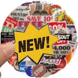 50PCS Retro Pop Style Stickers - Mood Word Creative DIY Decor Set (50PCS)