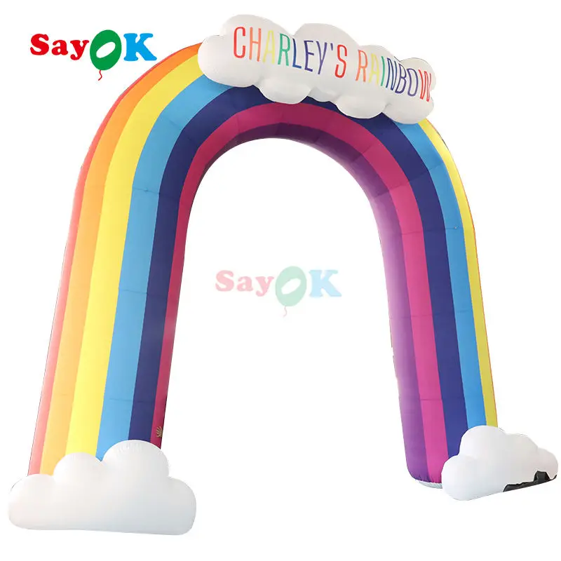 

SAYOK 7.36mH Inflatable Rainbow Arch with Clouds Inflatable Archway Entrance Door Gate for Advertising Events Wedding Party