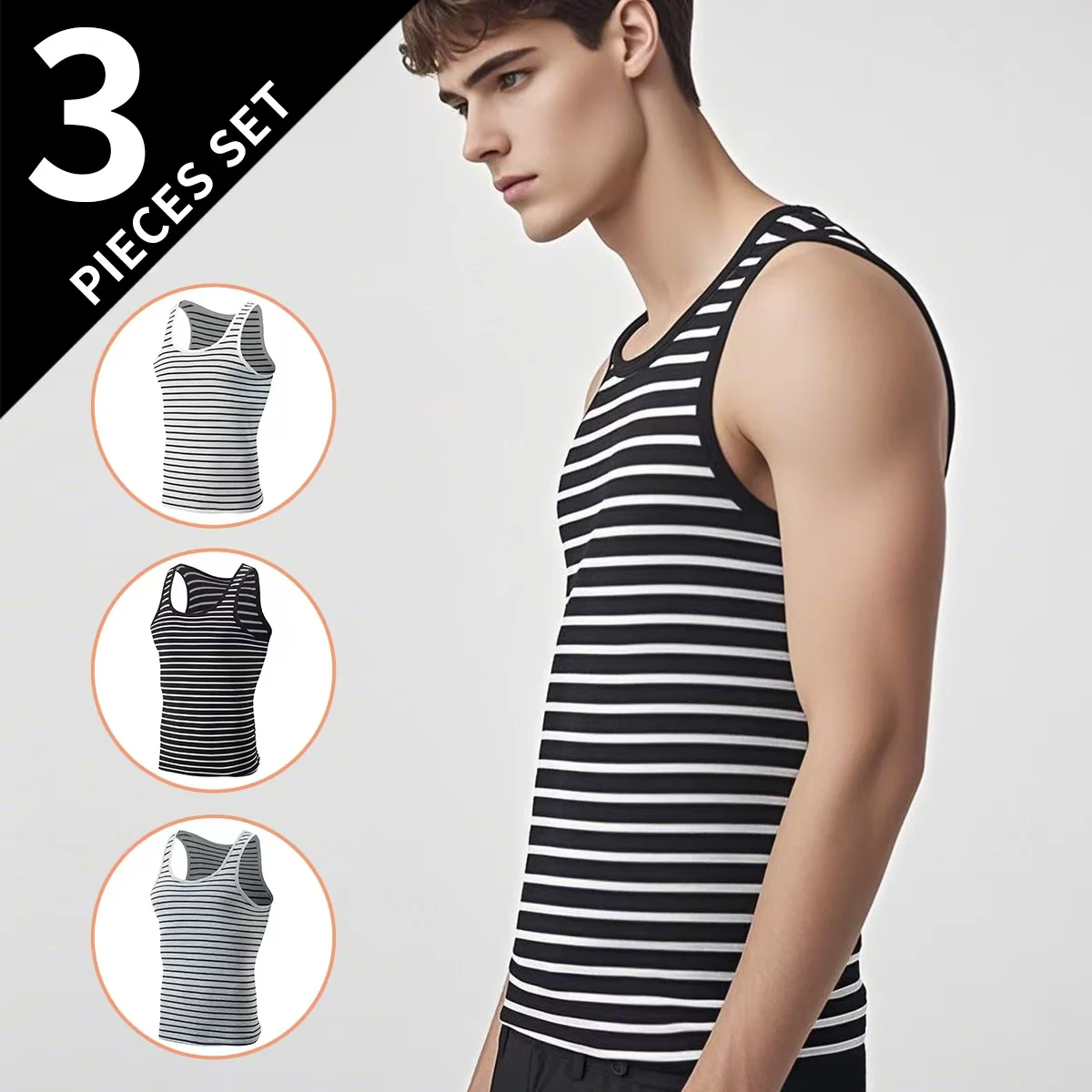 1/3/4 Pcs Men's Summer Multicolor Camouflage Combination Vest Teenagers Plus Size Sports Fitness Running Jacket Joker Stripe T