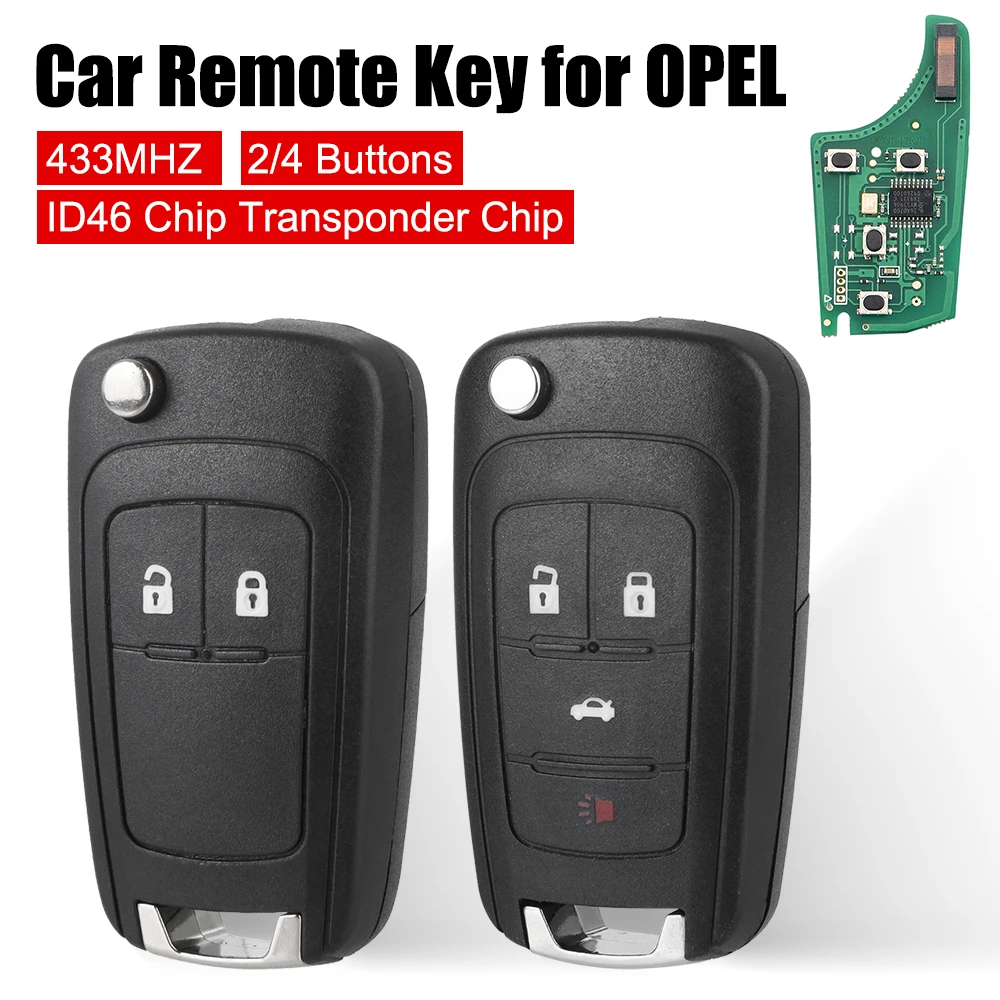 

2/4 Buttons for OPEL/VAUXHALL Astra J Corsa E Insignia Zafira C 2009-2016 DIY Circuit Board 433MHz ID46 Chip Car Remote Key