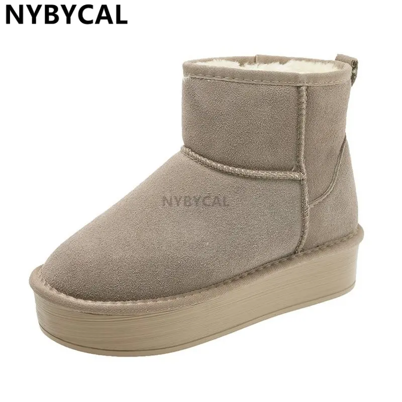 2023 Winter Snow Boots Fur Ladies Super Mini Boots Real Sheepskin Wool Low-cut Warm Fur Shoes Man Women Winter Short Boots Hot