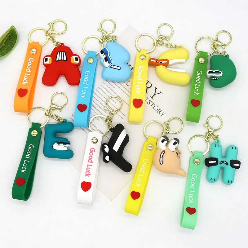 26pcs/set Cartoon Funny Alphabet Lore Keychain For Kids Figure Toys Cute Alphabet Number Ornament Bag Pendant Key Chain Keyring