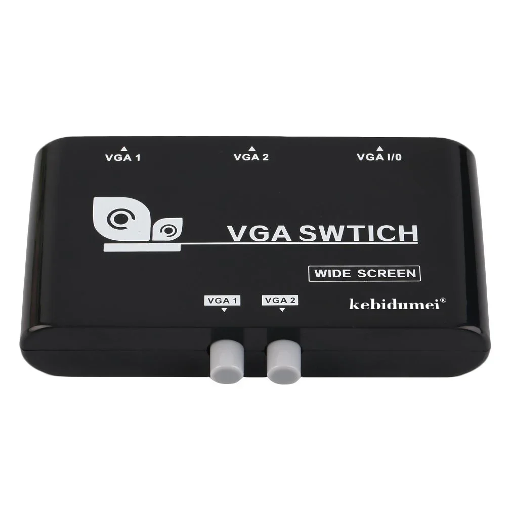 2 In 1 Out VGA/SVGA Manual Sharing Selector Switch Switcher Box for LCD PC KVM Switches Display 1080 HD Video Converter