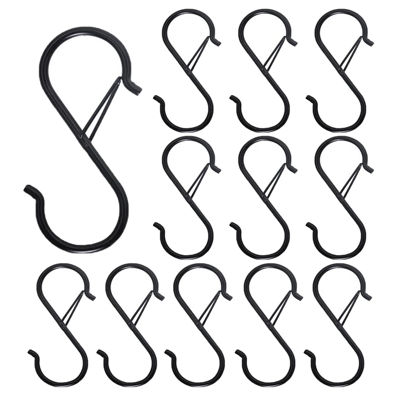 

S-Крючки для подвешивания-S-образные крючки для кухонной утвари и стержня шкафа-черные S-Крючки для подвешивания растений, Горшков