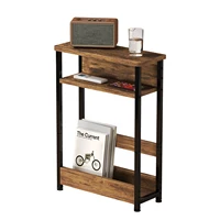 Table d'appoint étroite avec étagère de rangement, table d'appoint mince à 3 niveaux avec porte-revues, tables fines de canapé modernes pour petits espaces 6