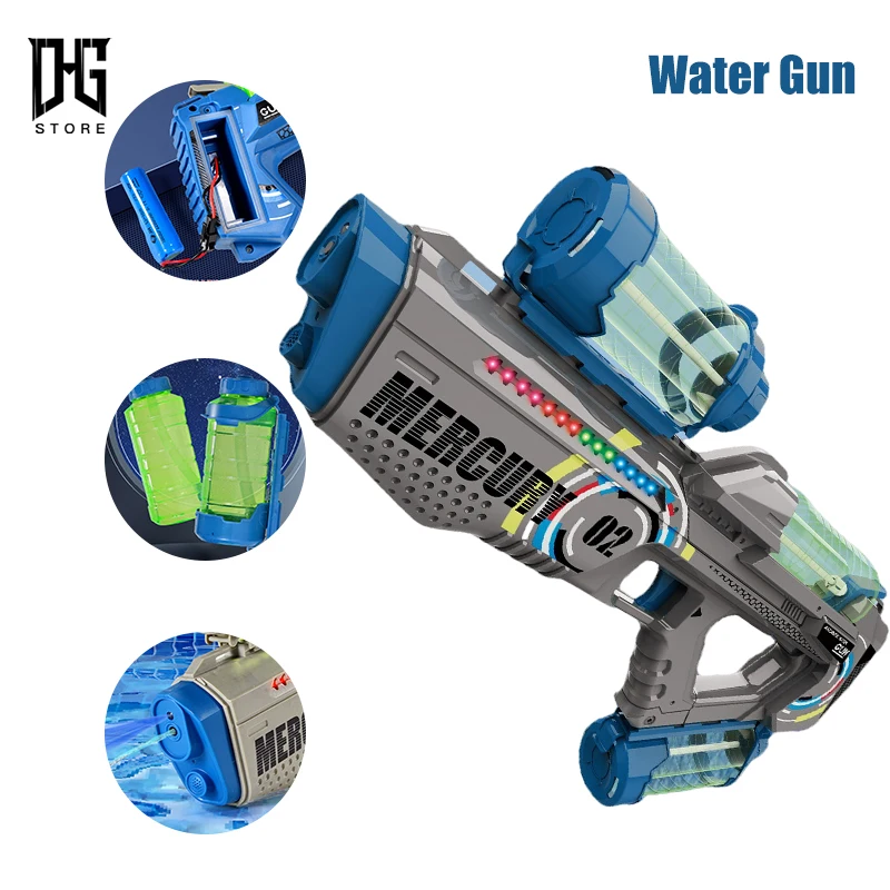 

Fully Automatic Electric Water Gun with Light Rechargeable Continuous Firing Party Game Kids Space Splashing Toy Boy Summer Gift