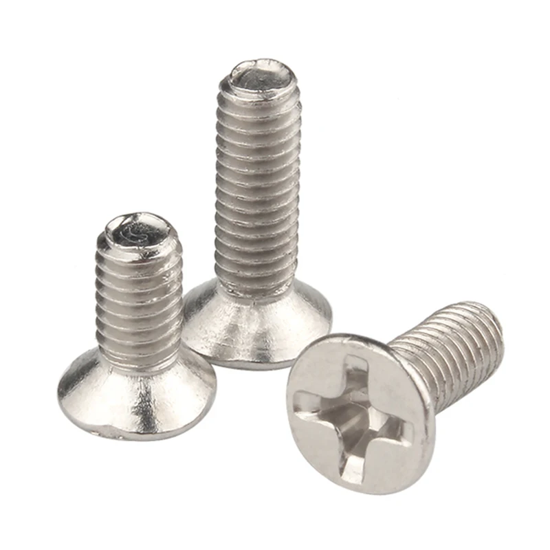 Phillips Flat Screw Cross Phillips Screw Phillips Head Screw M1.2 M1.4 M1.7 M2 M2.5 M3 M4 M5 Nickel Plated Carbon Steel KM Screw Cross Flat Countersunk Head 20~1000pcs