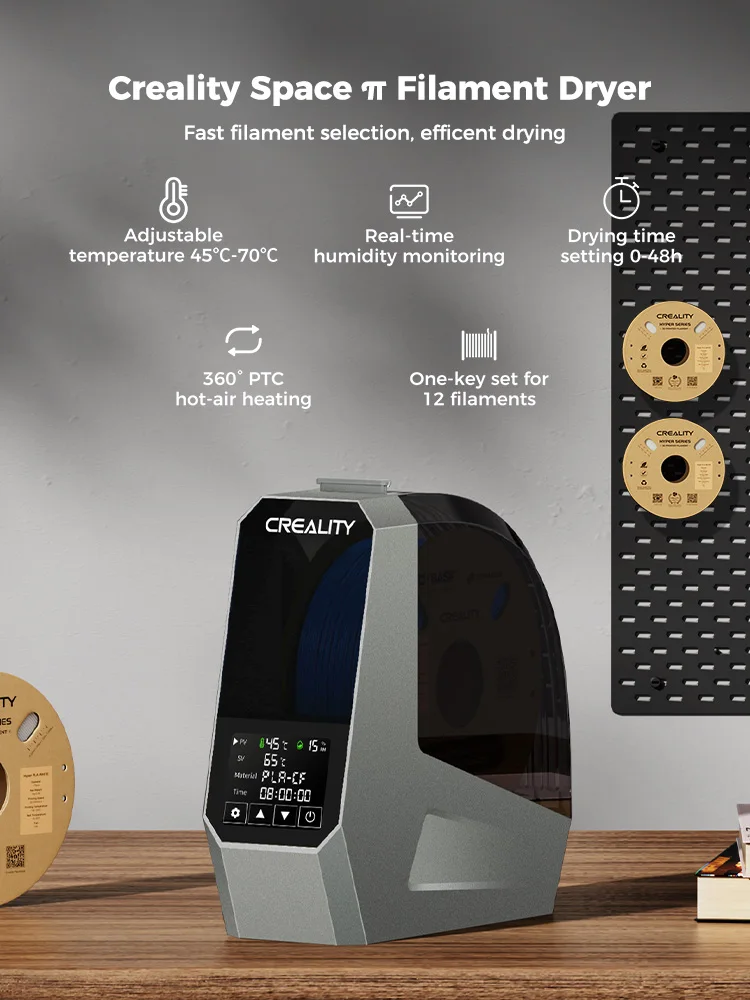 Creality Space Pi Filament Dryer Box Efficent drying Adjustable 45℃-70℃ 360° Hot-Air Heating For Creality K1 / Ender 3 V3 SE