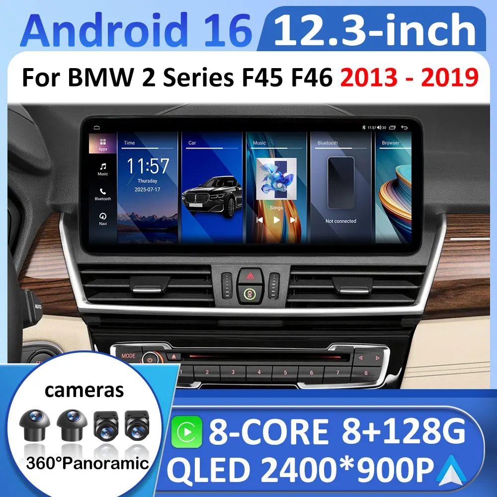 Radio para Auto Android 16 de 10.33 / 12.3'' para BMW Serie 2 F45 F46 2013 2014 - 2019, Carplay Inalámbrico, WIFI, BT, GPS, Navegador, Pantalla Táctil HD 1