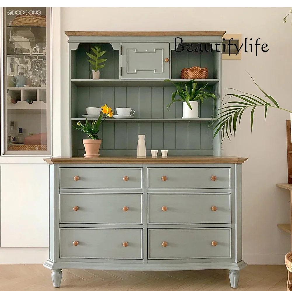 

American Retro Sideboard Cabinet Solid Wood Living Room Wall Storage Hallway Partition Bedroom Storage Cabinet