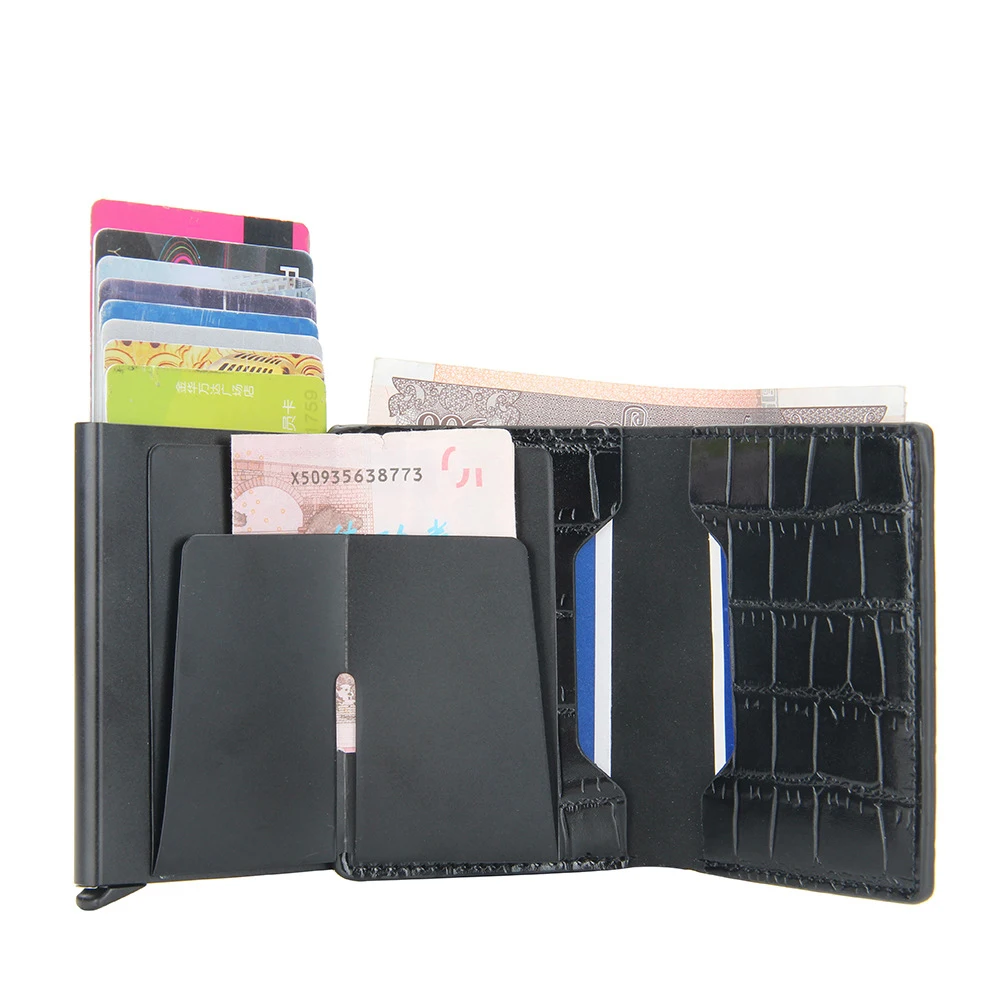 Men's card bag European and American RFID automatic card check card holder metal aluminum box wallet