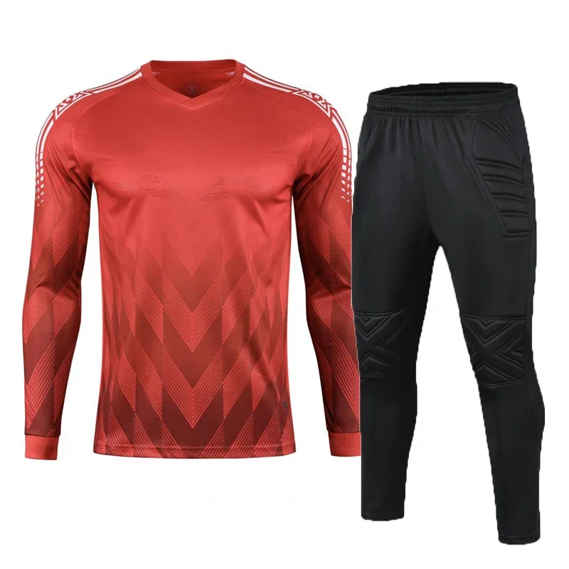 Men Kid Soccer Shirt Goalkeeper Uniform Long Sleeve Football Training Goalkeeper Top Soccer Jersey Pant and Shorts Sets