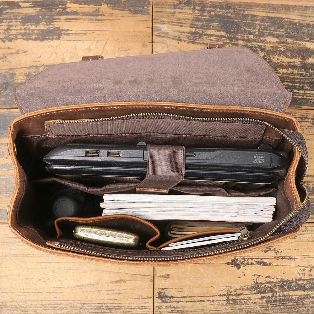Vintage Full-Grain Leather Backpack Anti-Theft Laptop Bag for Work & Adventure