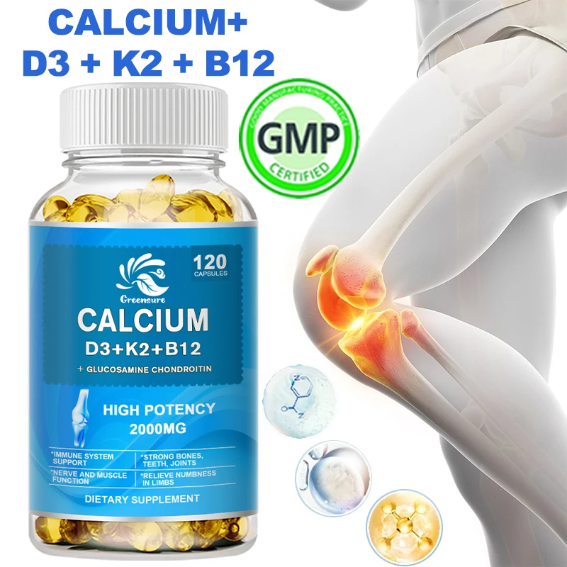 

Vitamin D3+K2+B12 Supplement for Regulate Calcium Metabolism Bone Health & Mood Balance Supplement Immunity System