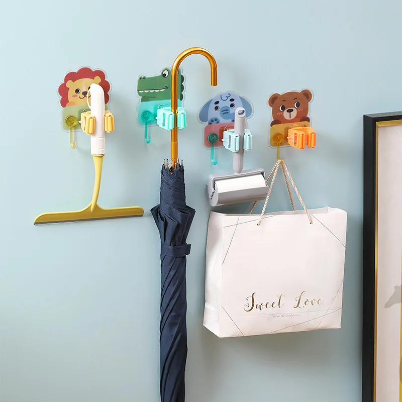 Multifunctional Mop Holder Hook Mop Clip Bathroom Balcony Wall Hanging