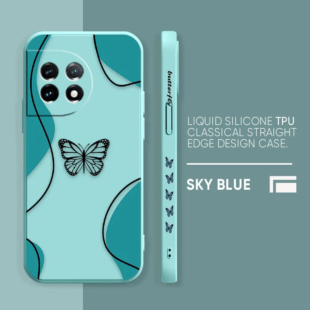 thumbnail image 1 of Case For Oneplus 5 6 9 9R 8 8T 7 7T A3 2 2V NORD 3 2 Lite Pro Simple Liquid Silicone Case Beautiful Butterfly, 1 of 5