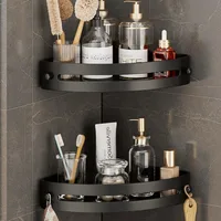 2pcs No-Drill Wall-Mounted Corner Shelf - Durable ABS Bathroom Storage Rack for Sink, Toilet, and Shower Organization 6