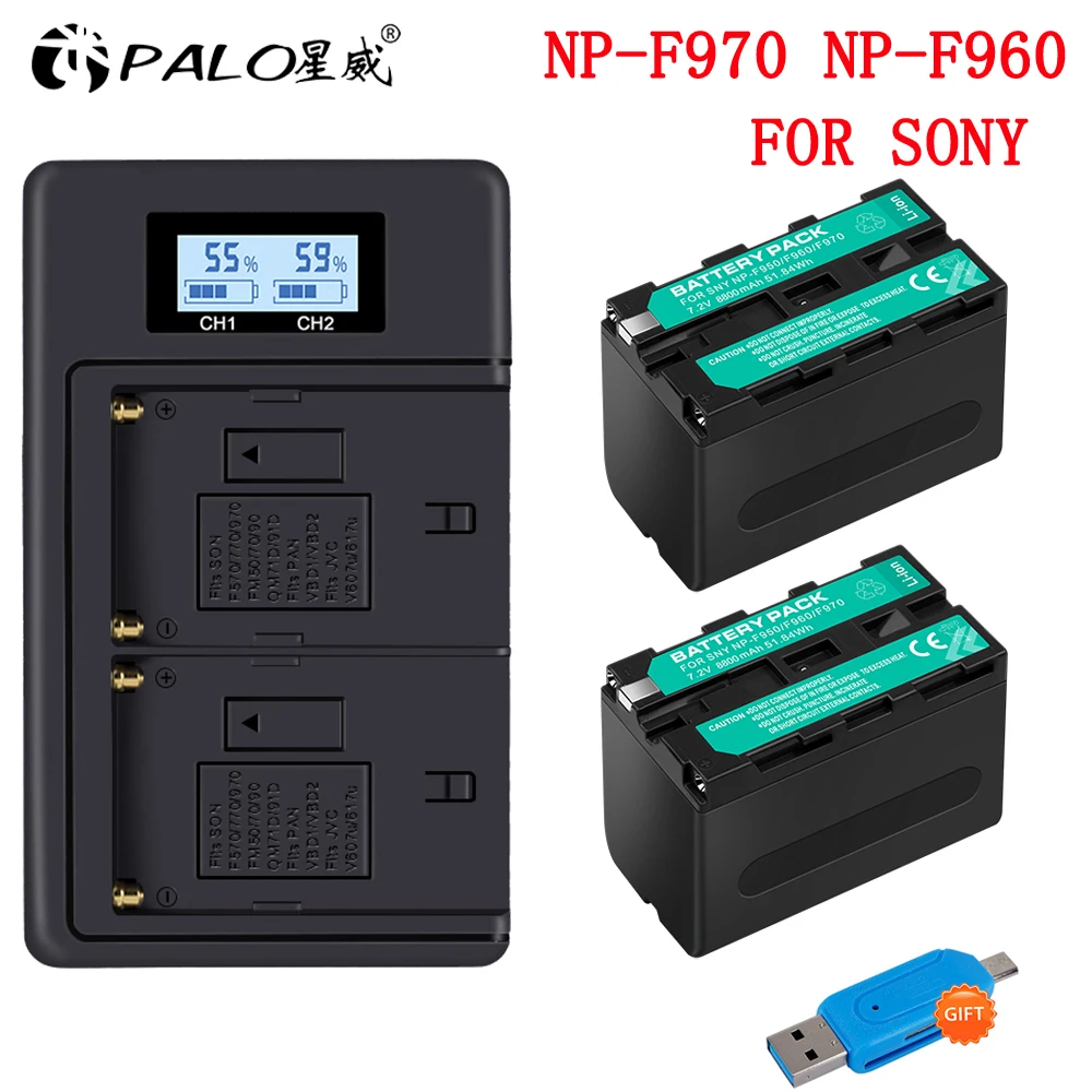 Palo 8800Mah Np-F960 Np-F970 Np F960 Np F970 Videocamera Batteria Per Sony Np-F550 Np-F770 Np-F750 Np F770 Npf960 Npf970 Dcr-Sc100