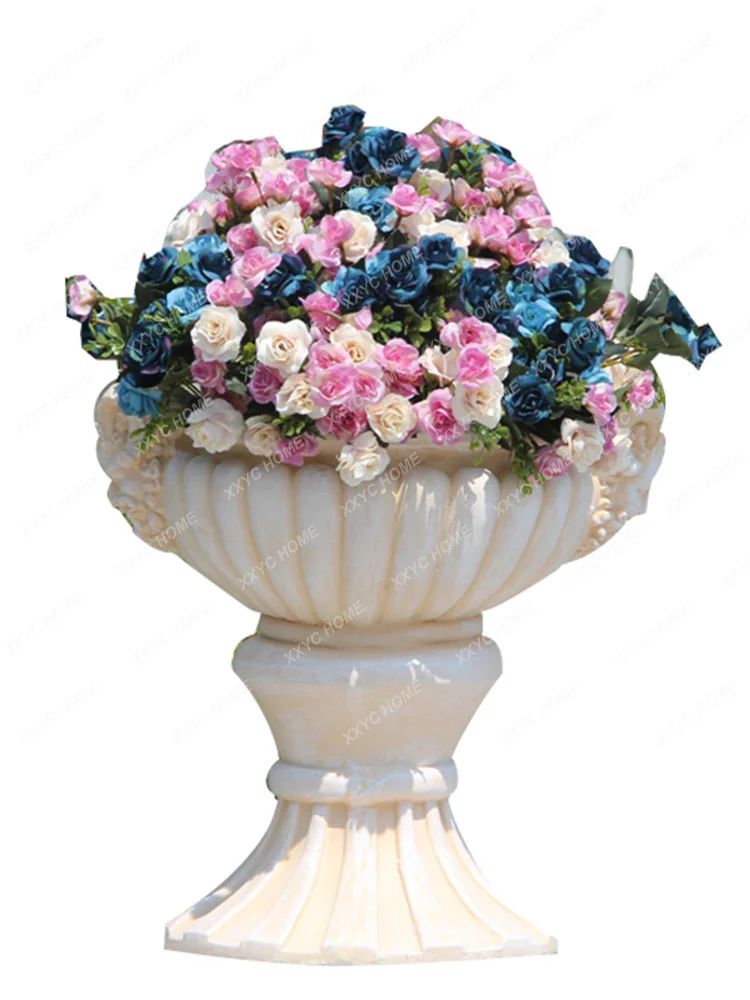 

round Flower Pot European Style Courtyard Home Sculpture Villa Vase Flower Creative Decoration Handmade Ornaments
