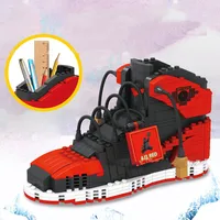 Sport Basketball Shoes Building Blocks Sneakers Models Pen Container DIY Mini Bricks Pencil-box Toys for Children Boy Stationery 1