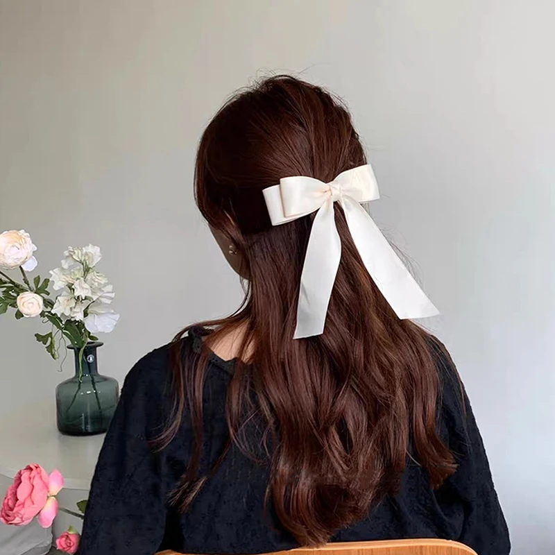 Forcina per capelli con fiocco in tessuto di moda in stile coreano per le donne Clip per capelli con nastro per ragazze Clip a molla con fiocco accessori per capelli femminili