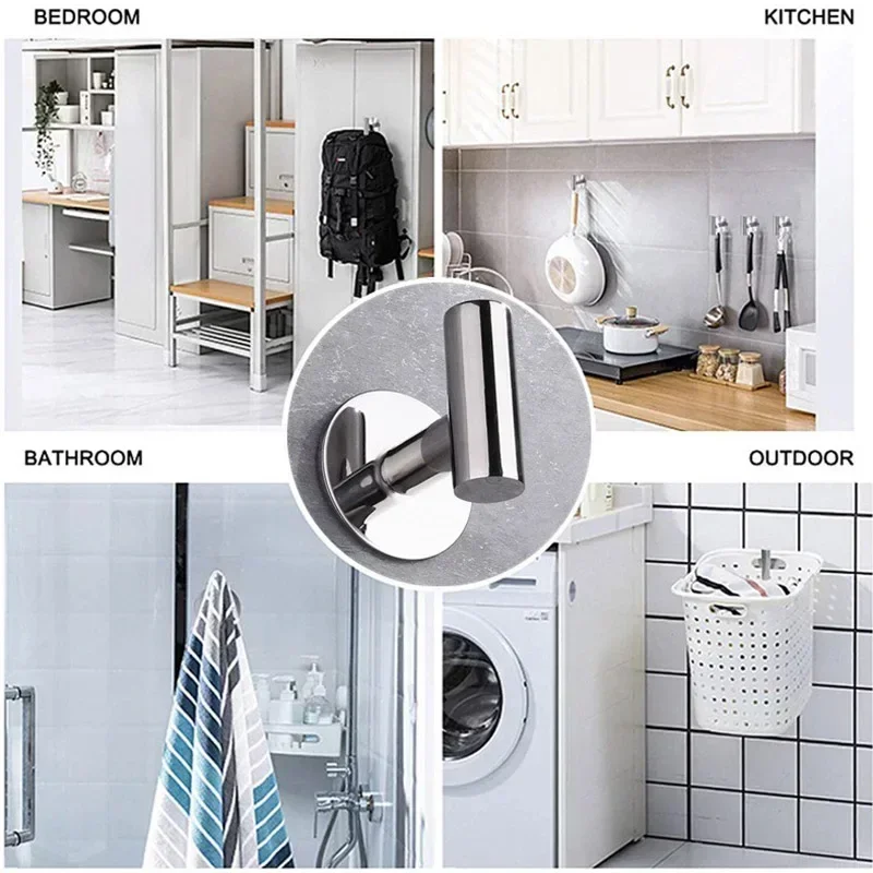 Towel Hook Stainless Steel Wall Mount For Bathroom Bedroom Kitchen