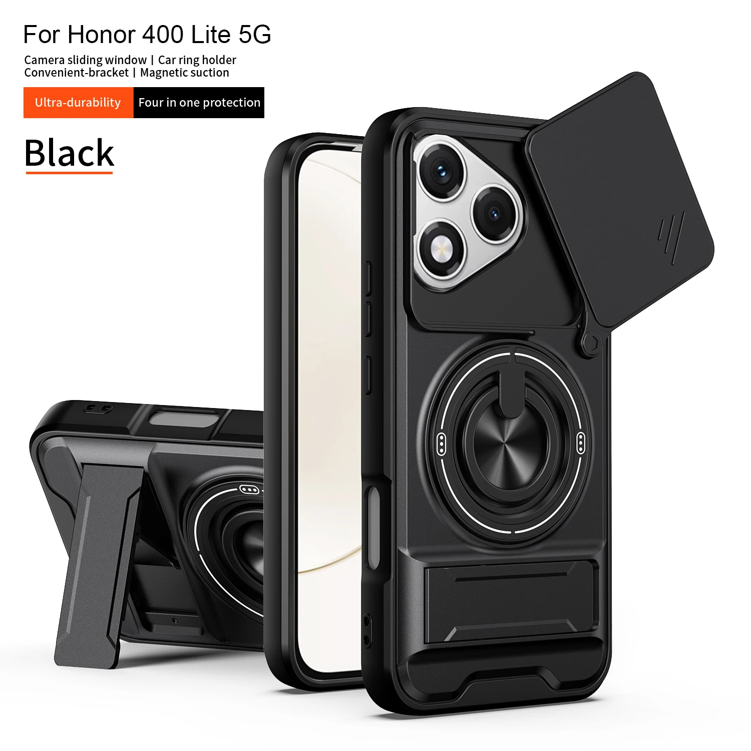 Magsafe Magnetic Military Armor Phone Case with Foldable Holder and Camera Protection