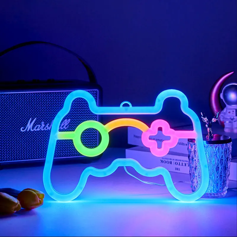 LED Game Neon Sign Gamepad Controller Neon Signs Gaming Wall Lights Decor for Game Room Gift Camping Children Room Party Decor 1