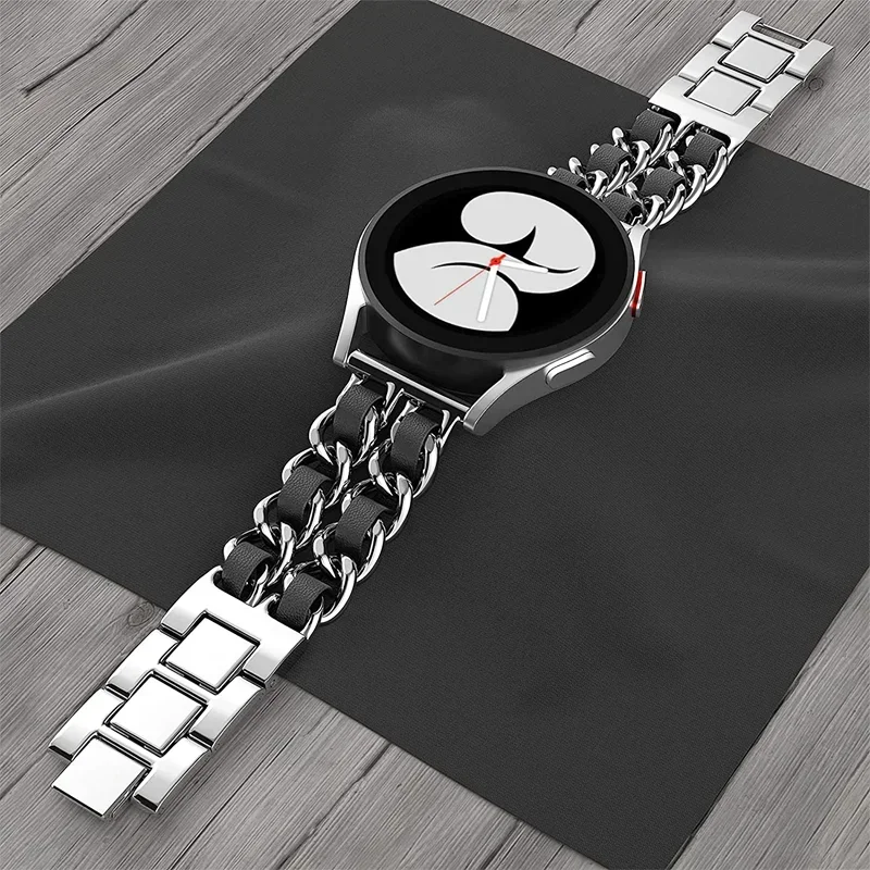 Premium Leather Metal Watch Band - Elegant Wristband Strap