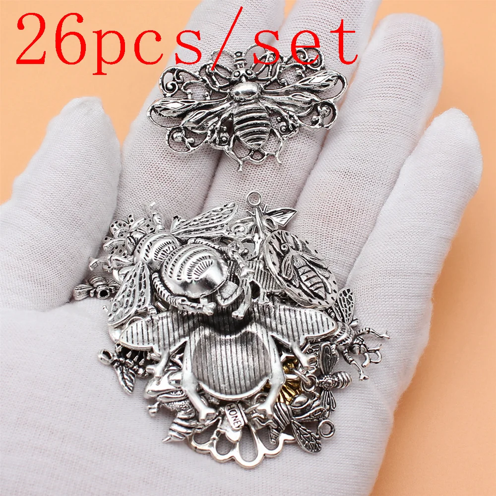 

Wholesale Bee Charms Accessories For Jewelry Cell Phone Pendant 26pcs/set