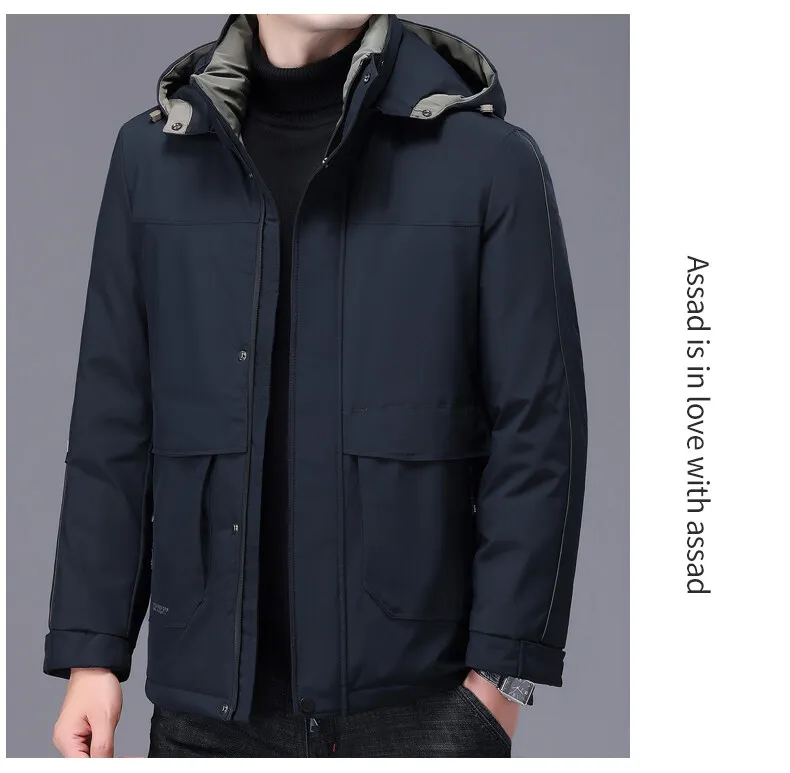 Business Casual Herren-Jacken mit Kapuze, Baumwolle, gefüttert, Winter, Outdoor, winddicht, warm, Daunenmantel, Übergröße, L-5XL, dicke Parkas-Kleidung – Detail 18