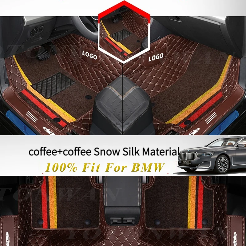 Car Floor Mats Full Coverage Double Layer Leather for BMW All Medels X3 X1 X4 X5 X6 Z4 525 520 F30 F10 E46 E90 Auto Accessories