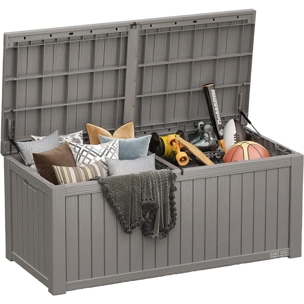 

Storage box, 150 gallon large deck box, outdoor storage box with padlock, waterproof and UV resistant resin, storage box