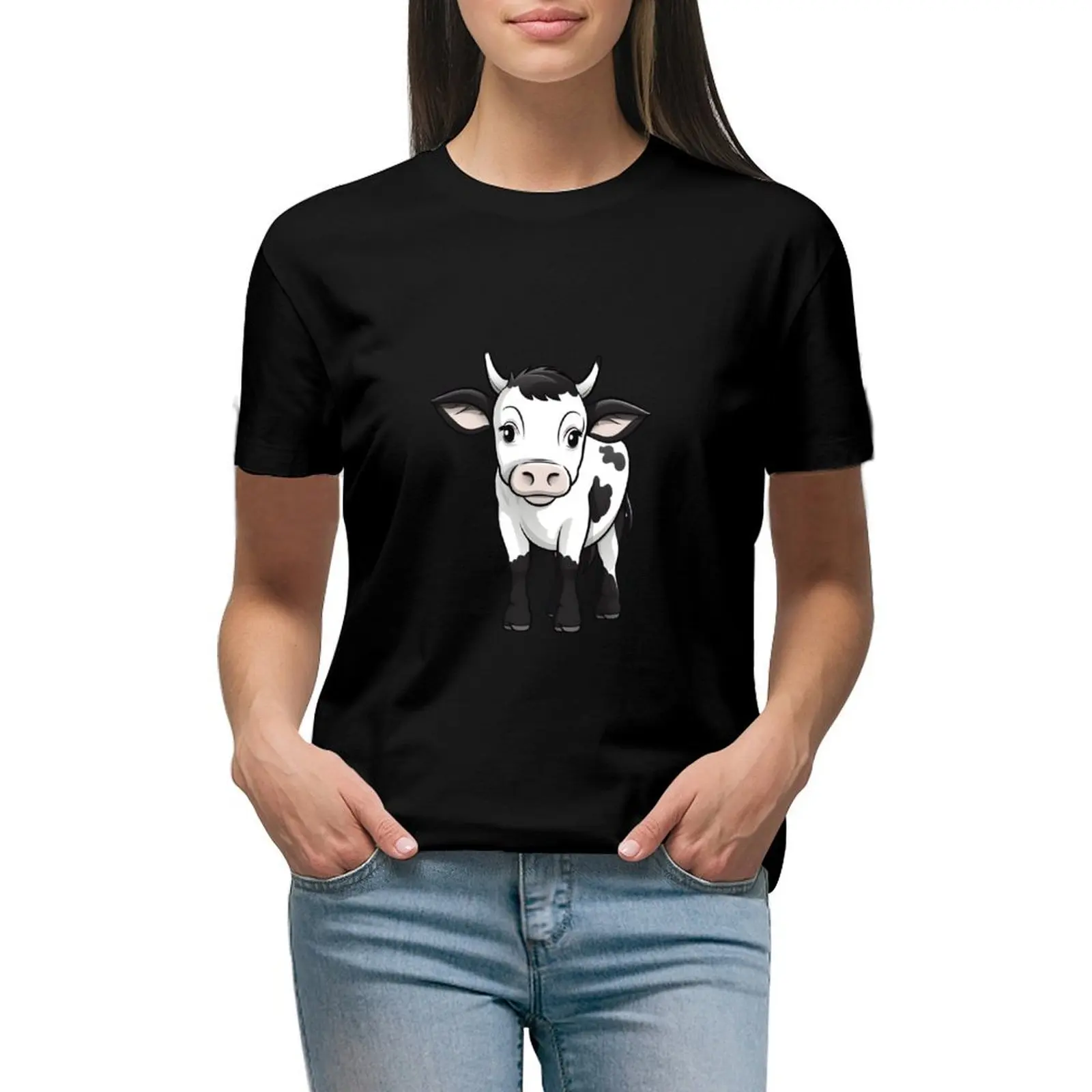 

cute cow T-shirt cute clothes female anime clothes woman t shirt