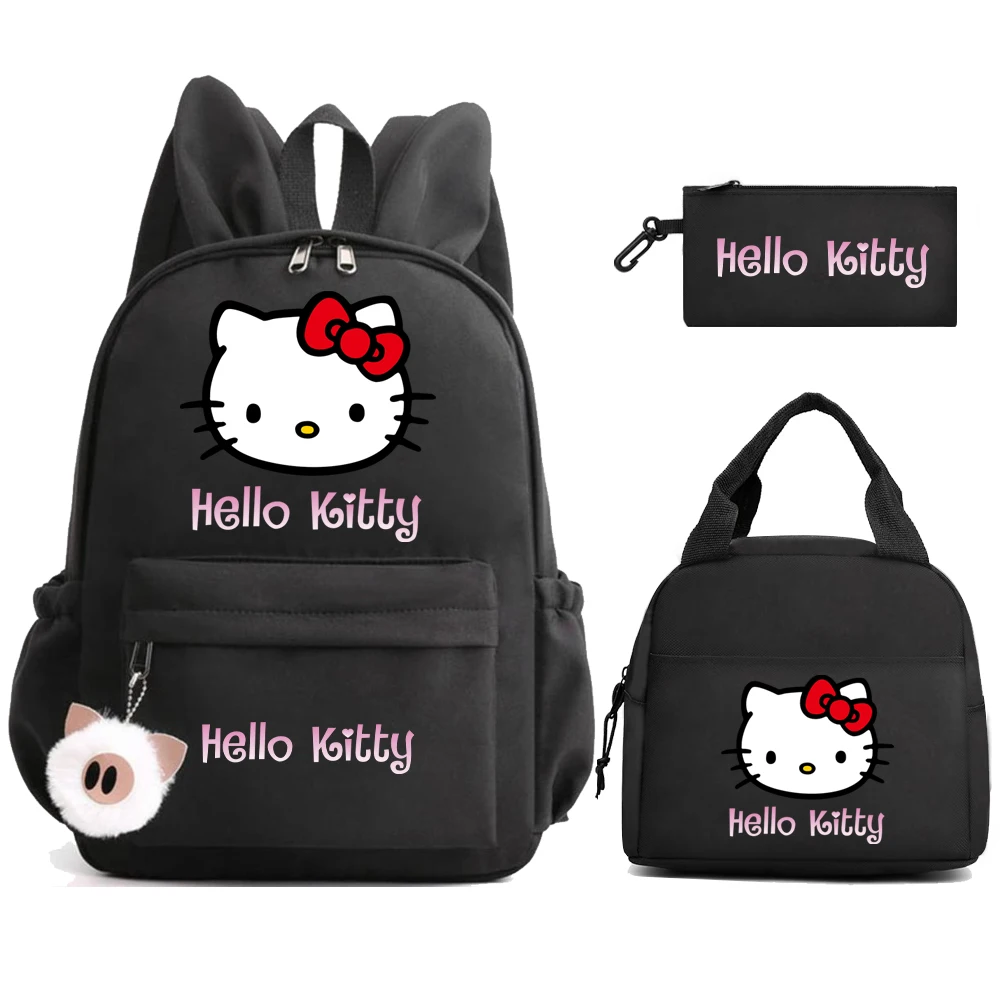 

3Pcs/set Sanrio Hello Kitty Teen Student Back To School Backpack Girl Boy Children Bookbag with Lunch Bags Backpack Women Bags