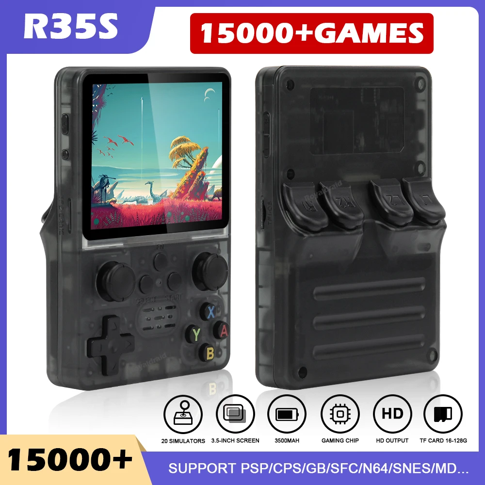 R35S Retro Handheld Video Game Console 3.5inch 640*480 IPS Full Fit Screen RK3326 Portable Game Player For PS1 Game Machine
