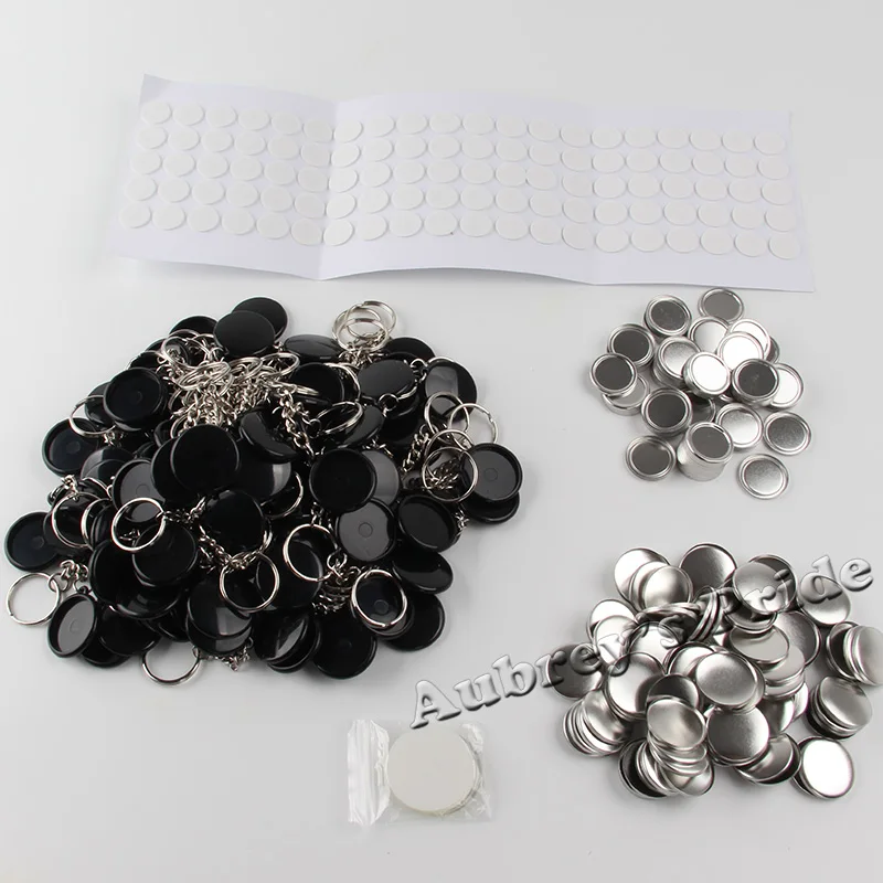 25 mm, 32 mm, 100 Sets, einseitiger Kunststoff-Schlüsselanhänger, Abzeichen-Knopf, Versorgungsmaterialien für den NEUEN professionellen Abzeichen-Knopf-Hersteller – Detail 1