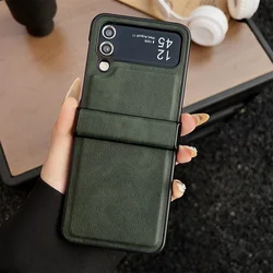 Luxury Calfskin PU Leather Foldable Phone Case with Lens Protection and Matte Shockproof Design for Galaxy Z Flip 8 (Green)