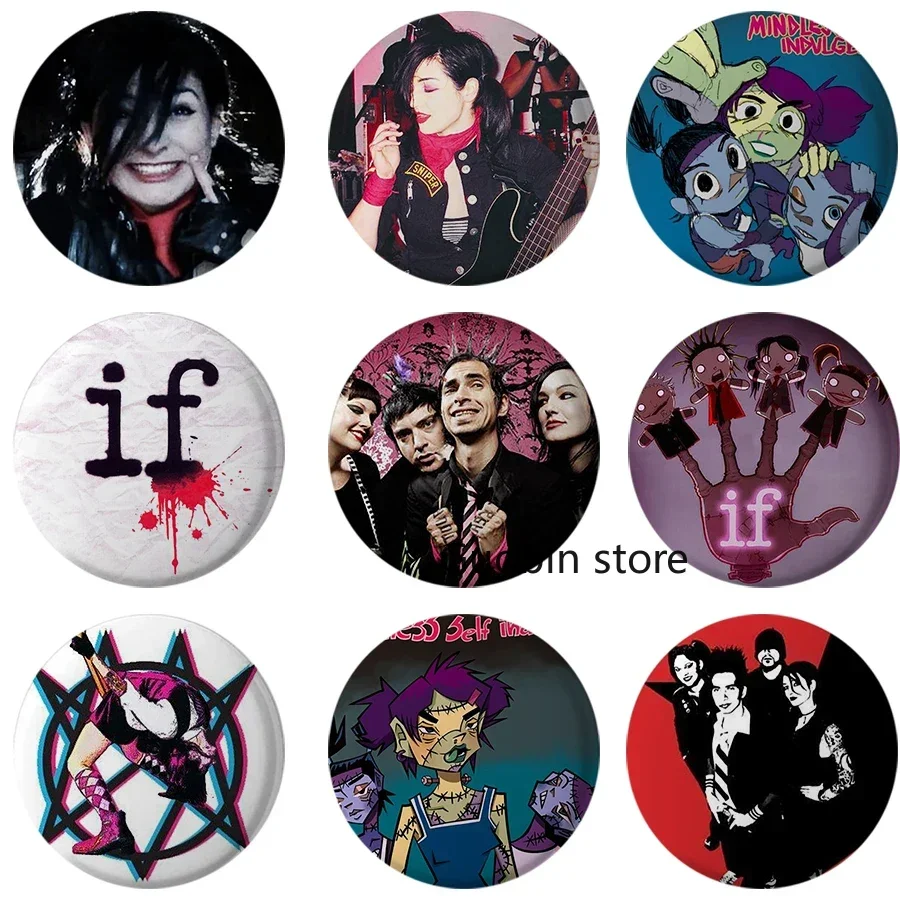 Enamel Pins Metal Pins Lapel Pins Cartoon Pins Metal Brooch Fashion Brooches Medal Badge 58mm FRANKENSTEIN GIRLS Badge Mindless Self Indulgence Jamie Hewlett Cartoon Brooches Seem Strangely Pins for Fans Decor