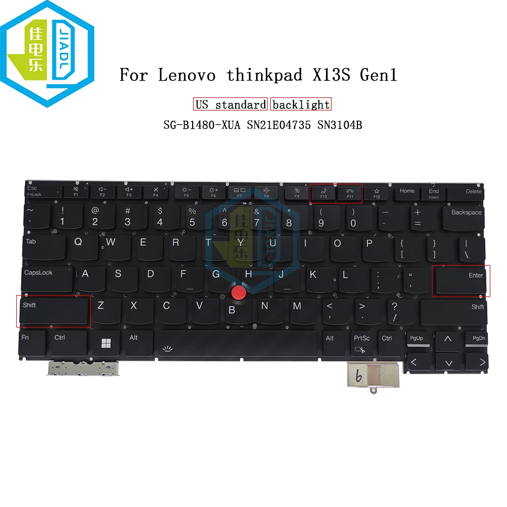 

US English Laptop Backlit Keyboard For Lenovo Thinkpad X13S Gen 1 USA Trackpoint Keyboards With Backlight Teclado SN21E04735