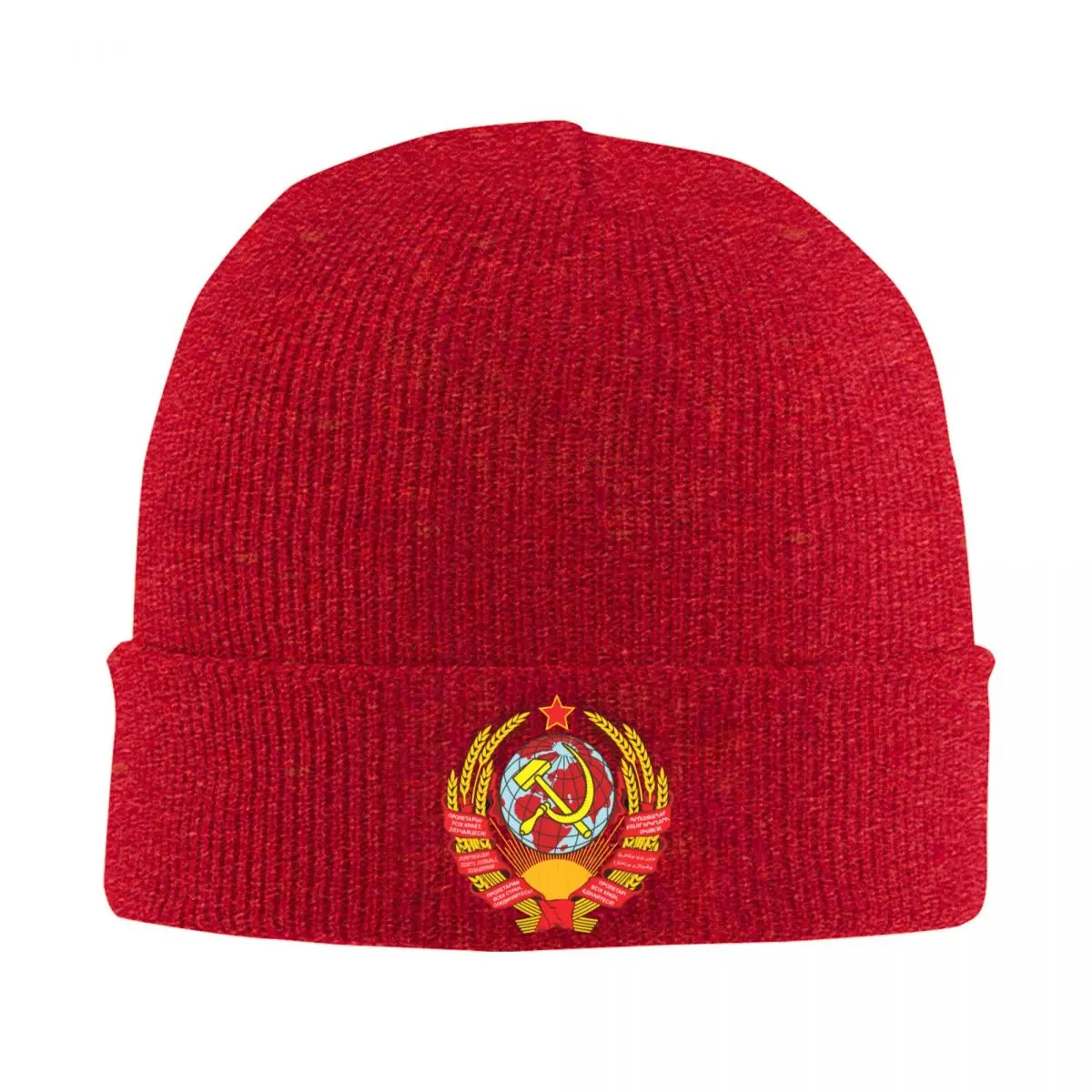 

Coat Of Arms Of Soviet Union Bonnet Hat Knitted Hat Men Women Cool Unisex CCCP Russia Winter Warm Skullies Beanies Caps